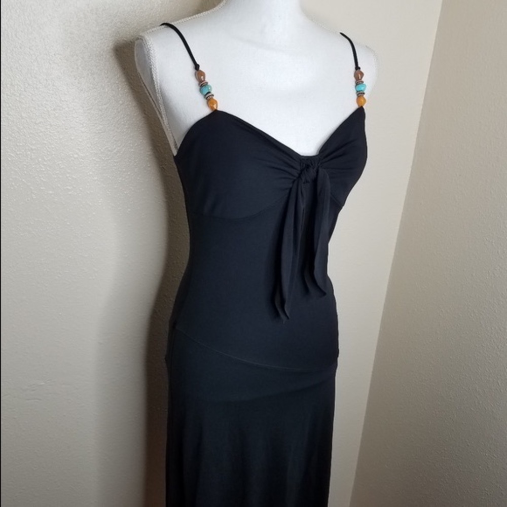 Express Black Beaded Spaghetti Strap Dress
